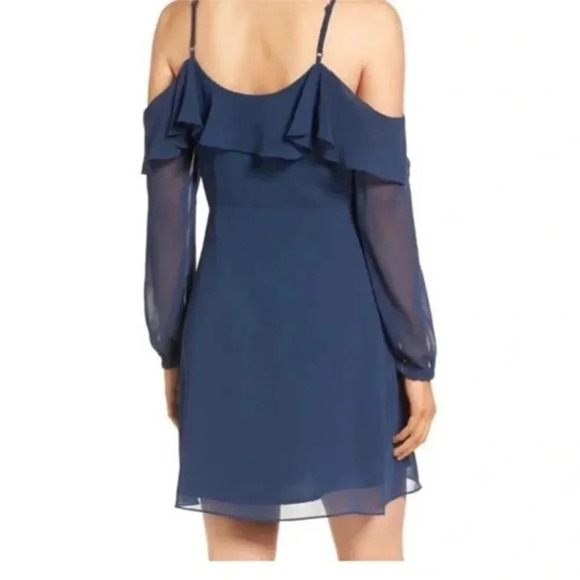 CUPCAKES AND CASHMERE Sundra Cold Shoulder Dress Navy Blue Size 0 - Picture 2 of 8